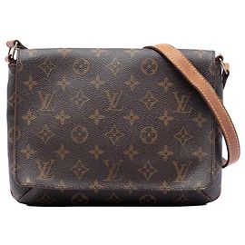 Louis Vuitton Marrone Monogram Musette Tango con Tracolla Corta