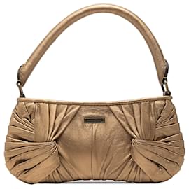 Borsa a tracolla Burberry Gold Metallic Leather Sling Knot