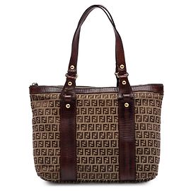Fendi Zucchino Canvas Tote in Beige