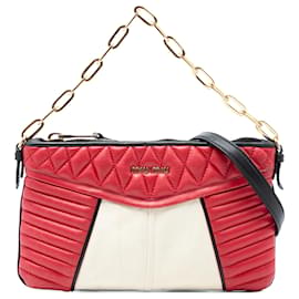 Borsa a tracolla biker in nappa bicolore rossa Miu Miu
