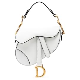 Borsa Saddle in micro pelle di capra bianca Dior