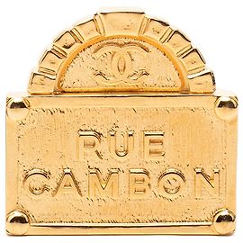 Chanel Rue Cambon Kuppel-Brosche vergoldet Gold CC