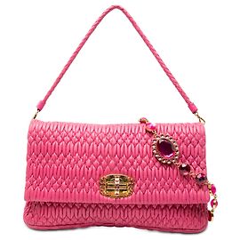 Miu Miu Pink Matelasse Nappa Crystal Chain Satchel