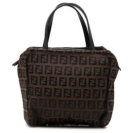 Borsa a mano mini Zucchino in tela marrone Fendi
