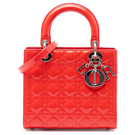 Lady Dior Cannage in vernice Arancione Medium