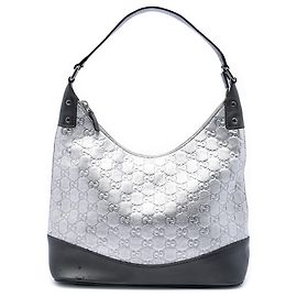 Borsa a Spalla Gucci Silver Metallic Guccissima