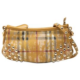 Burberry Beige Studded Haymarket Check Coated Canvas Canterbury Crossbody