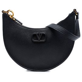 Valentino Borsa Hobo VLogo in vitello granulato nero mini