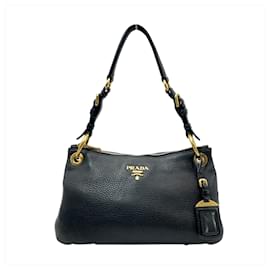 Borsa a tracolla in pelle nera Prada