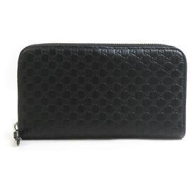 Portefeuille long en cuir noir Gucci