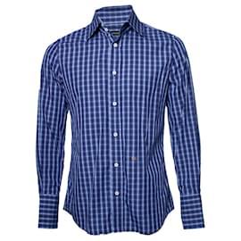 Dsquared2, blusa xadrez azul escuro