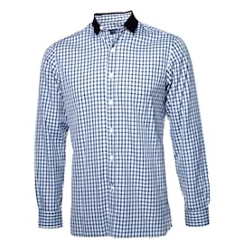 Lanvin, blusa de cuadros azul oscuro