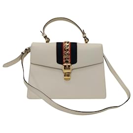 Gucci Borsa a mano Sylvie Medium in pelle bianca