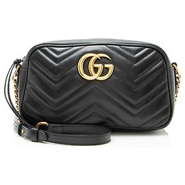 Borsa a tracolla piccola Gucci Matelasse Leather GG Marmont