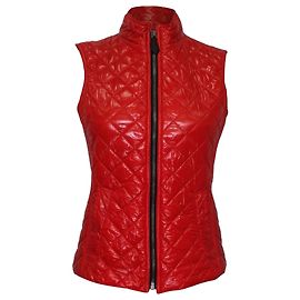  Burberry Quilted Zip-Up Down Vest in Red Polyamide