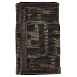 Fendi Zucca Canvas Leder Schlüsselanhänger