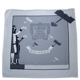 Cartier, grauer Wollschal mit Fransen bon voyage