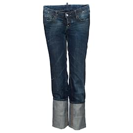 Dsquared2, Jeans blu con risvolti extra alti in taglia IT42/S.