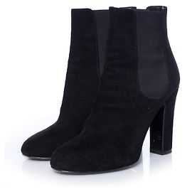 Dolce & Gabbana, Stivaletti chelsea con tacco in scamosciato nero.