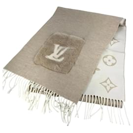 Sciarpa Louis Vuitton in cashmere e pelliccia di visone beige