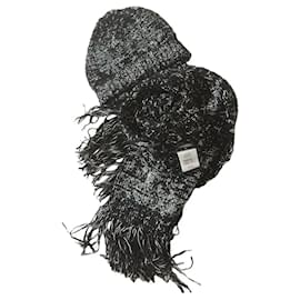 Set Berretto e Sciarpa Chanel in Lana, Cashmere e Seta