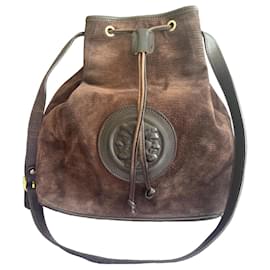 Fendi Borsa a Secchiello in Pelle Velluto a Coste