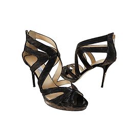 Jimmy Choo Karla Sandali Lurex Nero e Oro