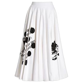 Falda Maxi Prada de Algodón Blanco Estampado