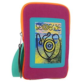LOEWE Shoulder Pouch Shoulder Bag Canvas Multicolor Silver Auth bs35249M