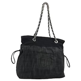 CHANEL COCO Mark Chain Shoulder Bag Denim Black Silver CC Auth 180492SAV - Chanel