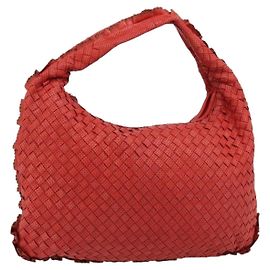 Borsa Hobo BOTTEGA VENETA INTRECCIATO in pelle Rosso Argento 115653 Auth ka4388V