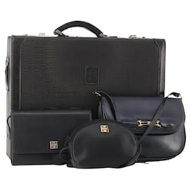 Borsa a Spalla GIVENCHY Barry in Pelle 4 Set Nero Oro Argento Auth bs35228 - Givenchy