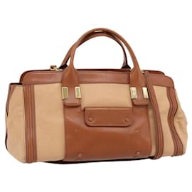 Chloé Borsa Chloe Alice in Pelle 2way Marrone Oro beige Auth ka4362