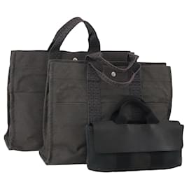 Hermès Borsa Tote HERMES Canvas 3 Set Black Gray Auth BA12667