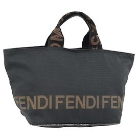 Borsa FENDI in nylon nero argento Auth bs35293