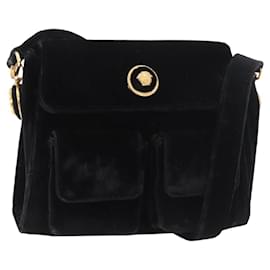 Borsa a Spalla Gianni Versace Velluto Nero Oro Auth BA12750A