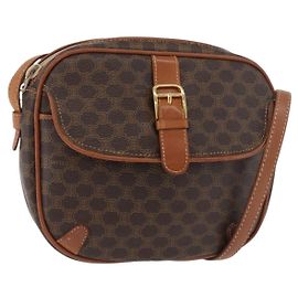 Céline Sac à bandoulière CELINE en toile Macadam PVC Cuir Marron Or Auth bs35244