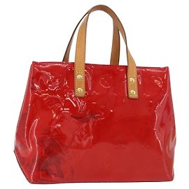 LOUIS VUITTON Monogram Vernis Reade PM Hand Bag Red Rouge M91088 LV Auth 181345