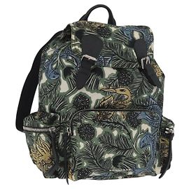 BURBERRY Rucksack Nylon Grün Silber Auth 181165A