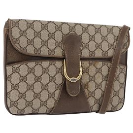 Bolsa de Ombro GUCCI GG Supreme PVC Bege Ouro Auth 179384