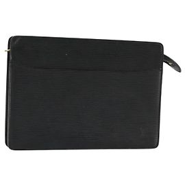 LOUIS VUITTON Epi Pochette Homme Clutch Nero M52522 LV Auth ka4369