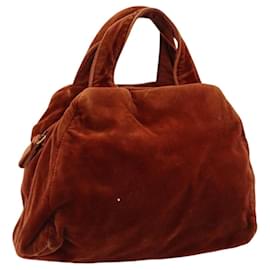 Borsa PRADA Velluto Marrone Oro Auth bs35158