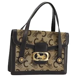Céline BORSA CELINE C Sulky Horse Carriage in tela Beige Gold Autentica 181151