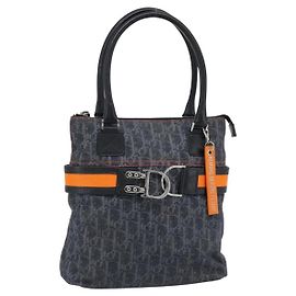 Bolsa Christian Dior Trotter Canvas Azul Prata Auth bs35245A
