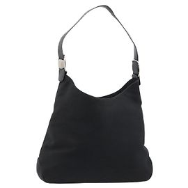 Borsa a tracolla Salvatore Ferragamo Vala Canvas Nero Argento Auth bs35141