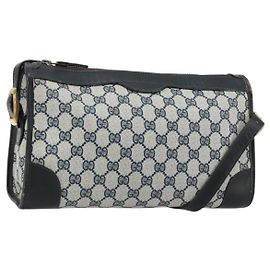 Borsa a tracolla GUCCI GG Supreme PVC Blu Navy Oro Auth ka4364