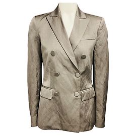 Giacca blazer doppiopetto Altuzarra Taupe con tessuto stropicciato