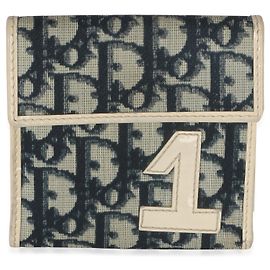 Cartera Trifold Christian Dior Vintage Azul Blanco Diorissimo Canvas 1