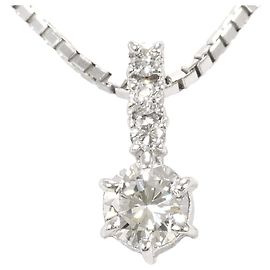 Autre Marque Collana in oro bianco 18K e platino con diamante