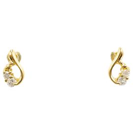 Autre Marque Orecchini a lobo in oro giallo 18K e diamanti